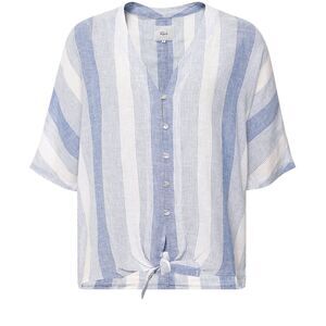 Rails Light Blue Thea Front Tie Short Sleeve Striped Button Up Shirt Sz XL